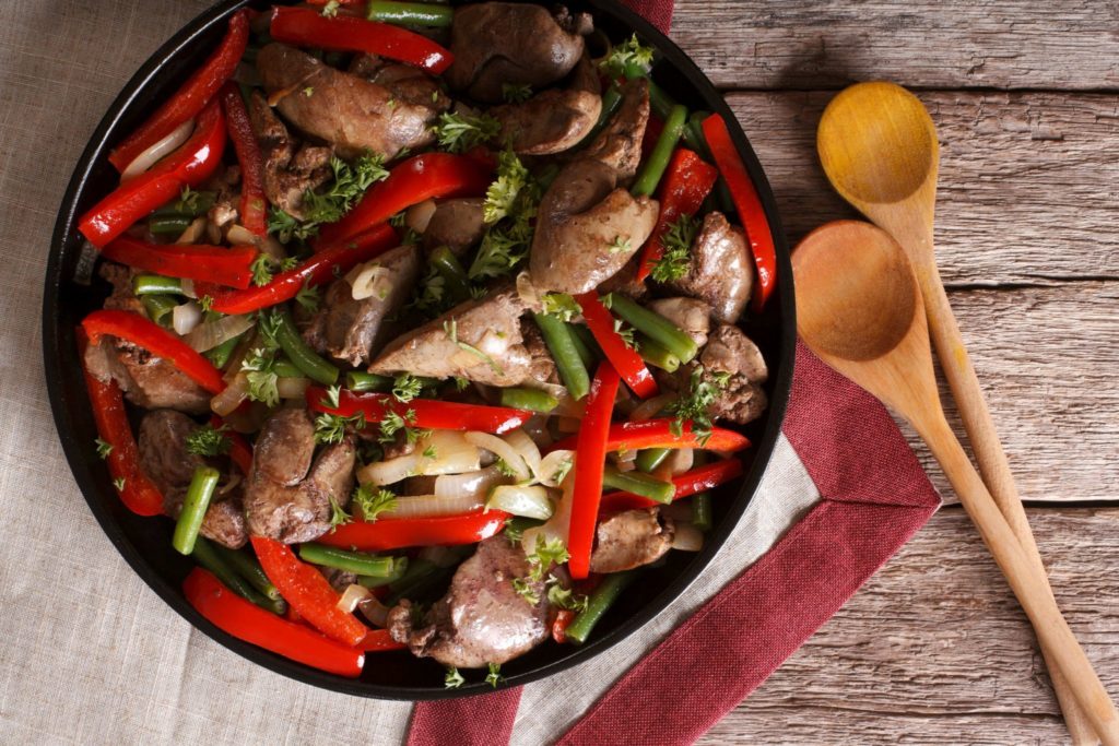 Chicken Liver with Beans, Peppers, and Onions 3 Chicken Liver with Beans, Peppers, and Onions 1