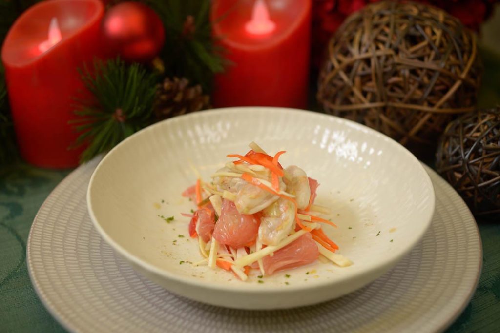 Filipino Salad Recipe -Ubod and Pomelos with Shrimp Kinilaw