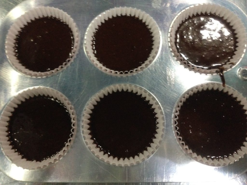 Chocolate cupcakes ready for baking