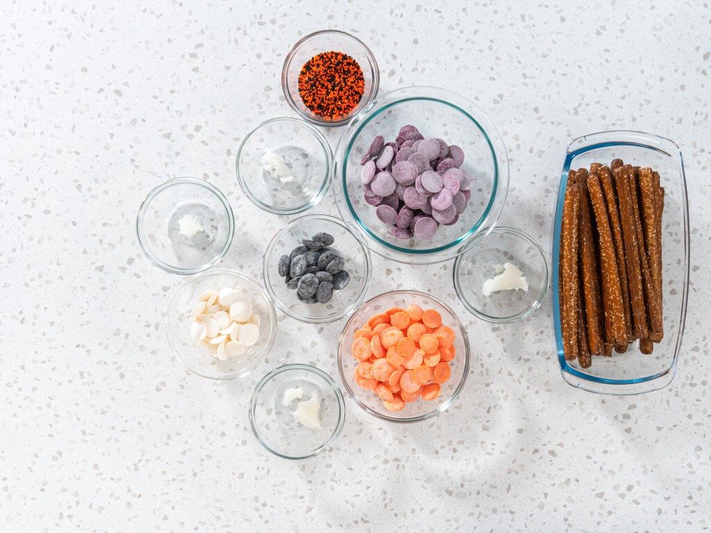 Halloween chocolate-covered pretzel rods