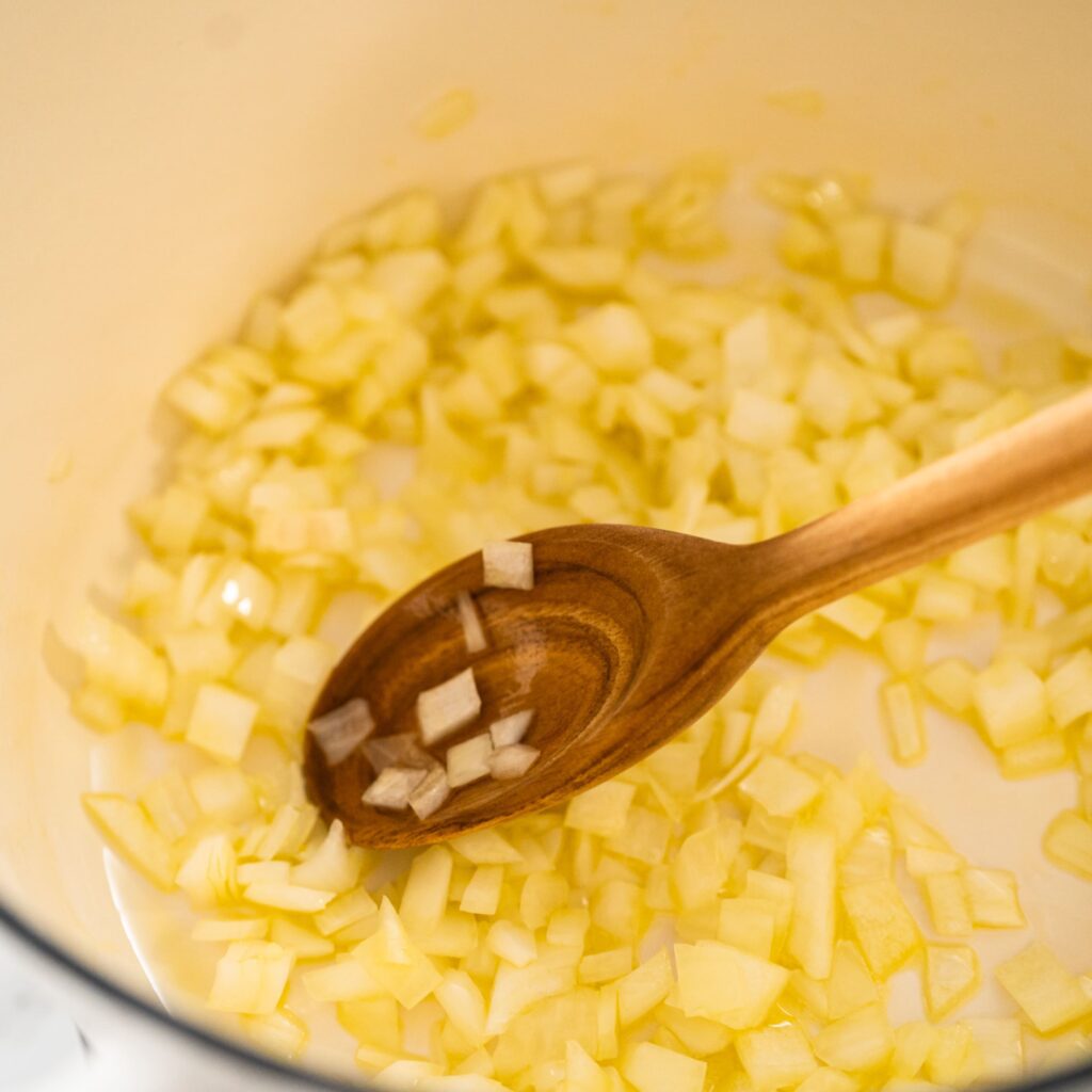 Creamy Wild Mushroom Soup with Potatoes 5 sauteing-onions-for-soup.jpg